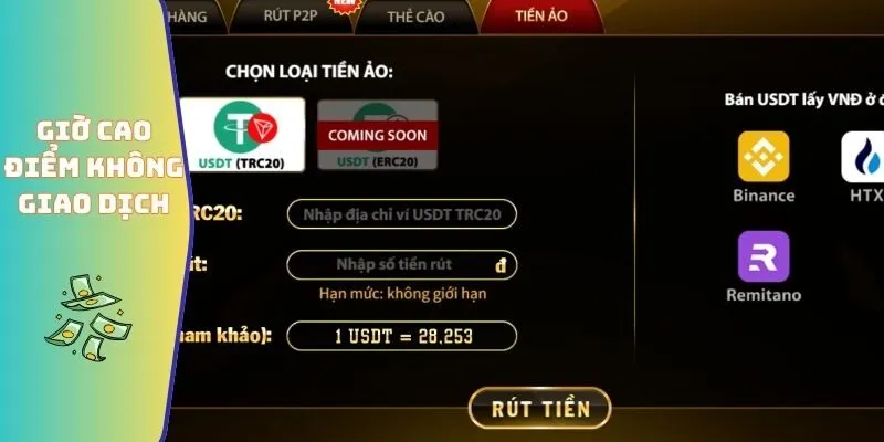 Nạp tiền, rút tiền GO88 4 Giờ cao điểm không giao dịch