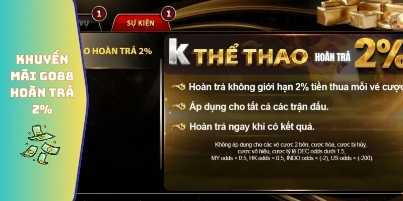 Khuyến mãi GO88 hoàn trả 2%